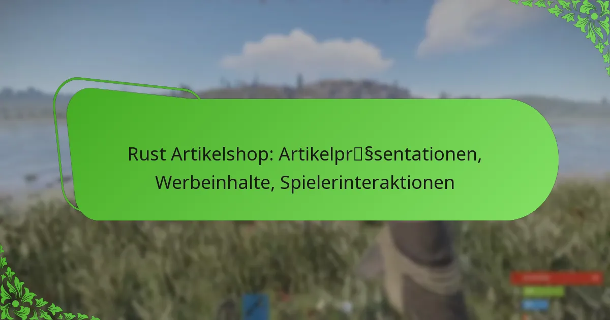 Rust Artikelshop: Artikelpräsentationen, Werbeinhalte, Spielerinteraktionen