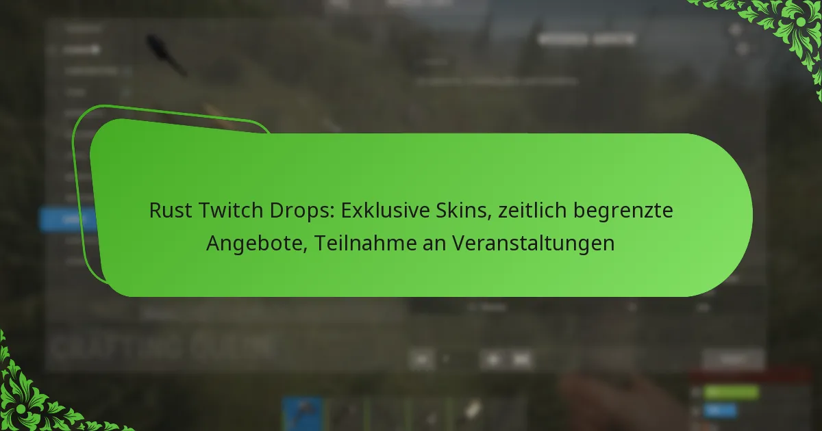 Rust Twitch Drops: Exklusive Skins, zeitlich begrenzte Angebote, Teilnahme an Veranstaltungen