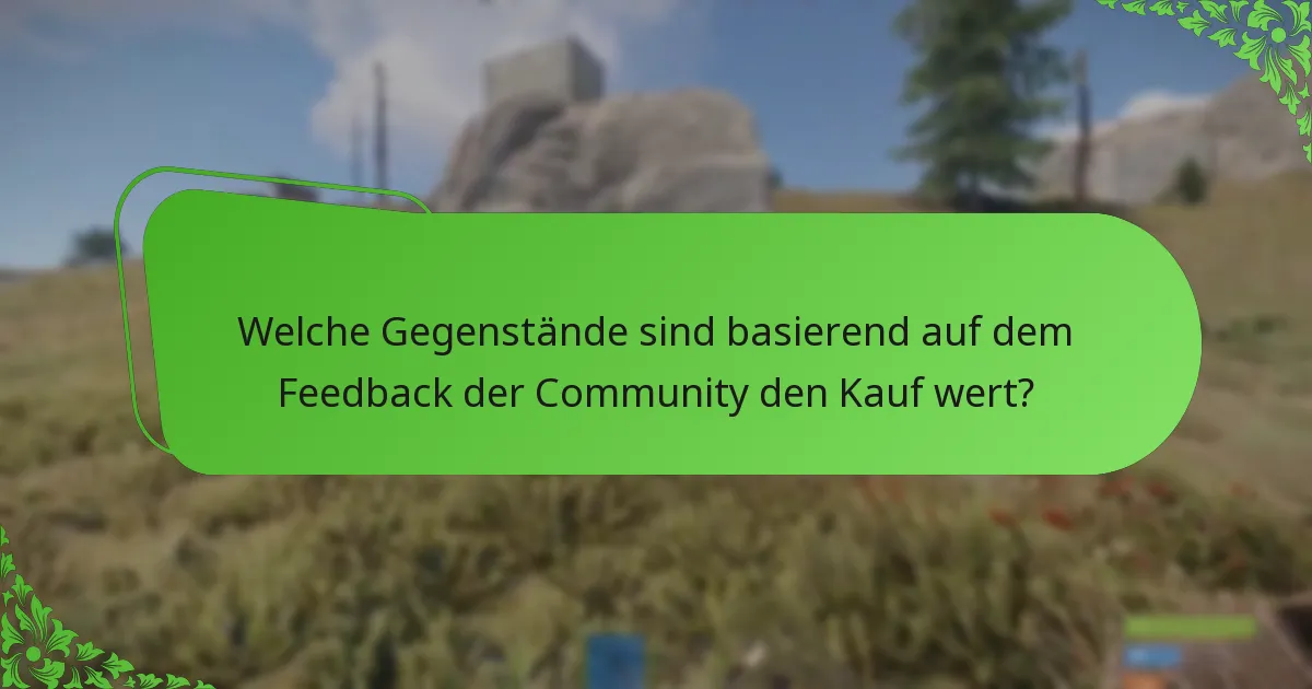 Welche Gegenstände sind basierend auf dem Feedback der Community den Kauf wert?